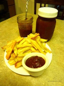 homemade survival ketchup with some fries