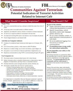 fbi distributes flyers to help small businesses detect suspicious activity among "terrorists"