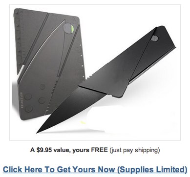 free conceal carry credit card sized survival knife