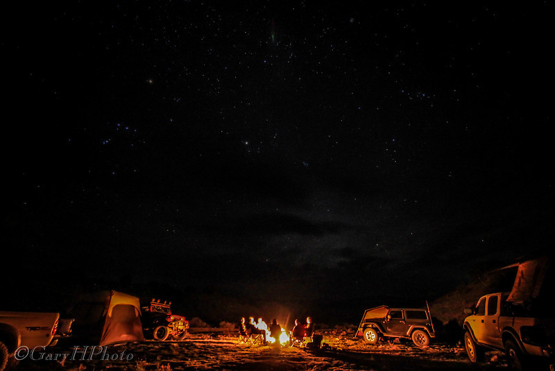 setting up camp at night